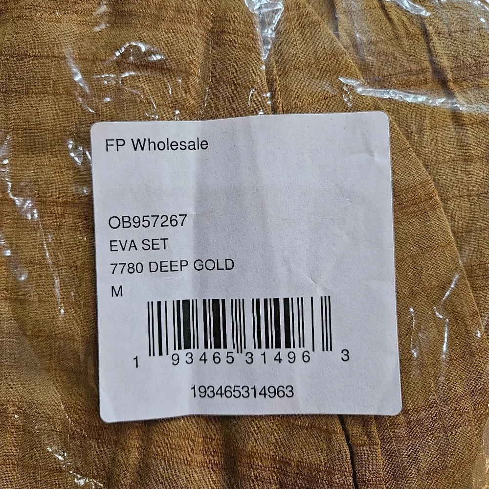 Free People Eva Set Crop Cami High Rise Wide Leg Ankle Length Pants Gold Med NWT - Picture 10 of 16